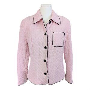 Vintage 90s Pink Quilted Jacket Bianca Nygard Lined Spring Pastel Blazer Sz 14